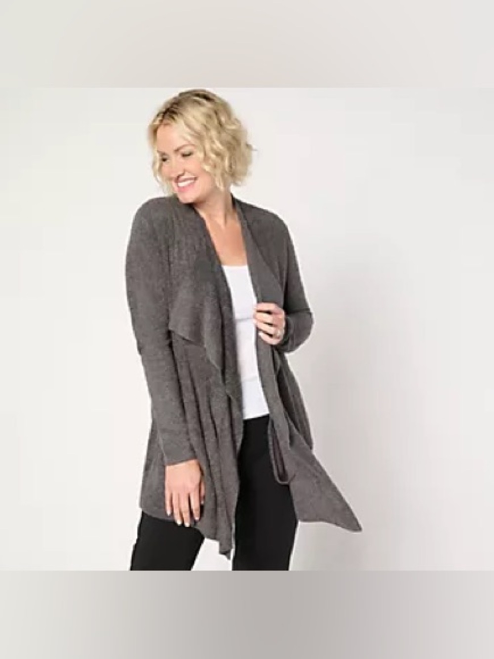 Barefoot Dreams CozyChic Lite Island Wrap cardigan In Carbon